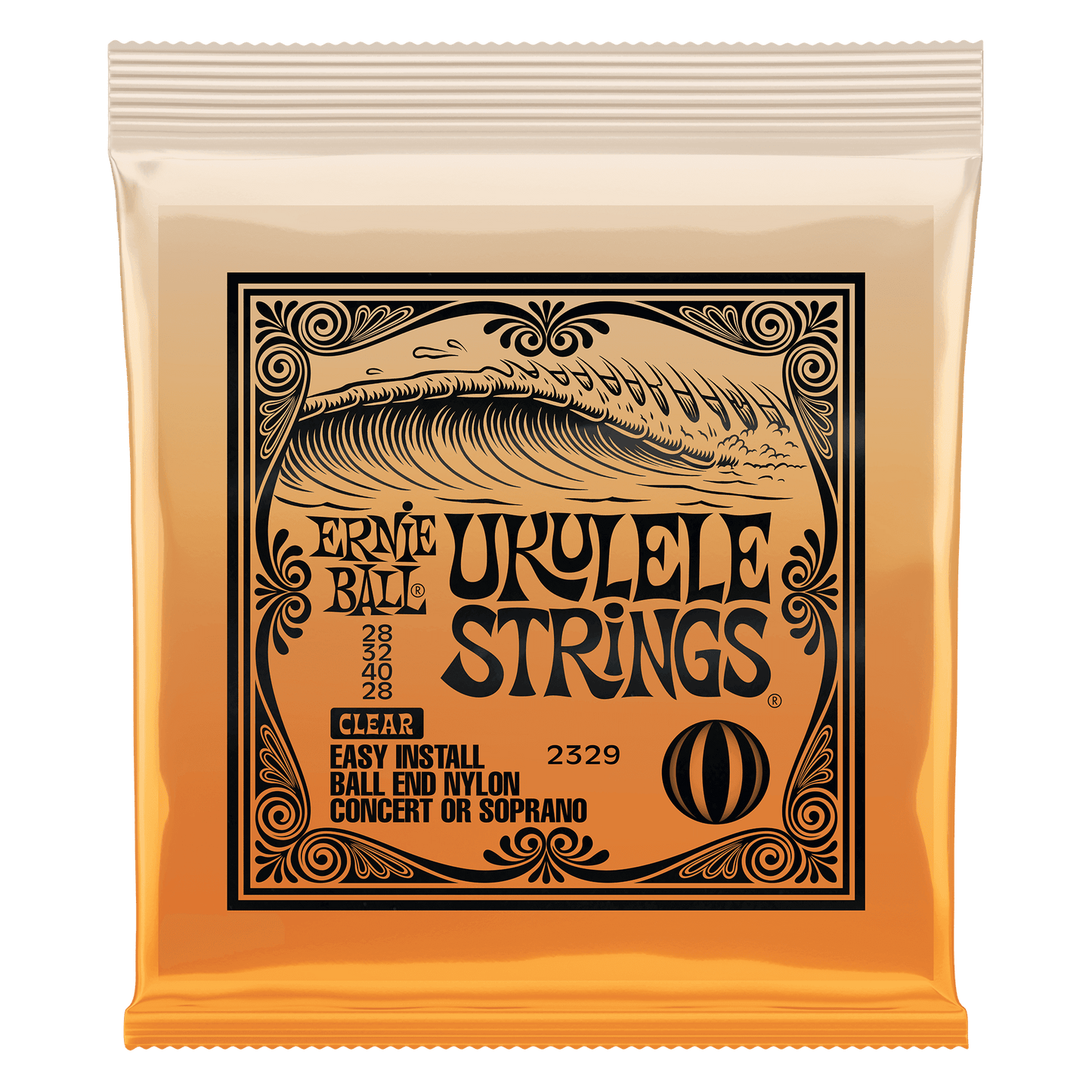 Juego de cuerdas para ukulele Ernie Ball 2329 - soprano/concierto, nylon, color transparente