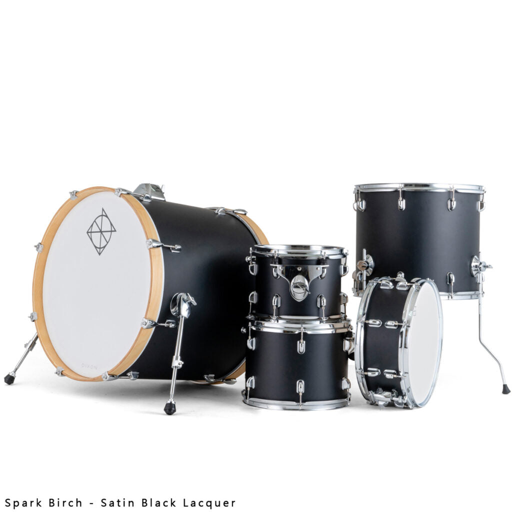 Batería Dixon Spark Birch - shell pack, acabado Satin Black Lacquer, 10/12/14/16/22 - con tarola - Demo