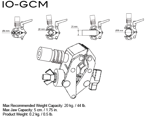 Abrazadera miniatura con perilla Triad-Orbit IO-GCM