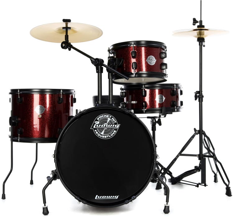 Batería Ludwig Pocket Kit by Questlove - para bateristas de 4 a 10 años, kit todo incluido, diseñada por Ahmir "Questlove" Thompson
