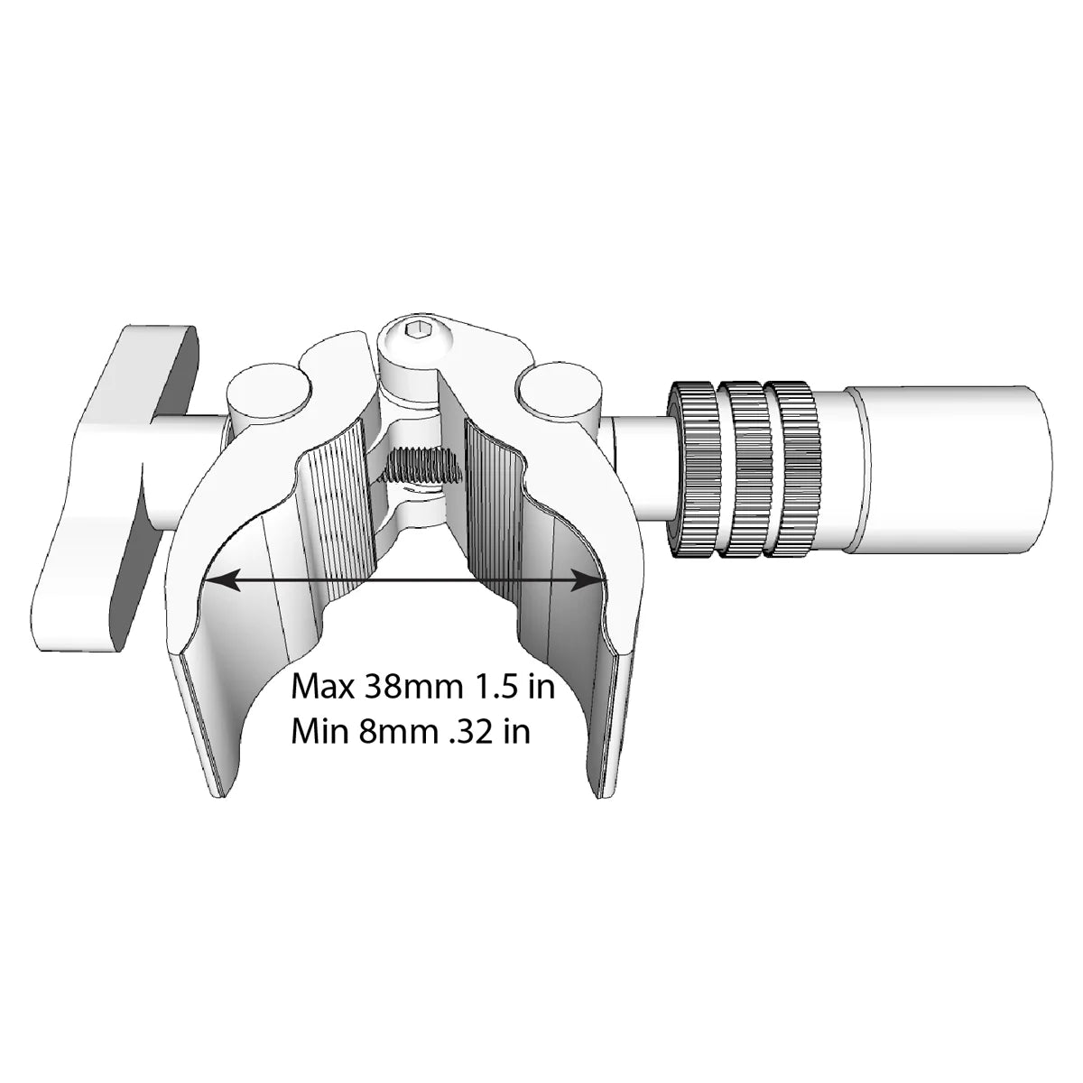 Abrazadera con sistema IO y dos puntos de conexión Triad-Orbit IO-C2 - tamaño mini